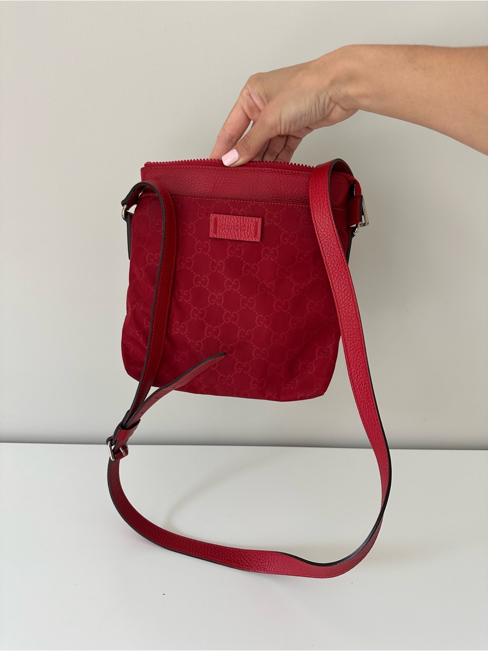 Gucci Red Monogram Small Crossbody Bag